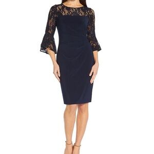 Adrianna Papell SZ 2 Elegant Navy Lace Dress